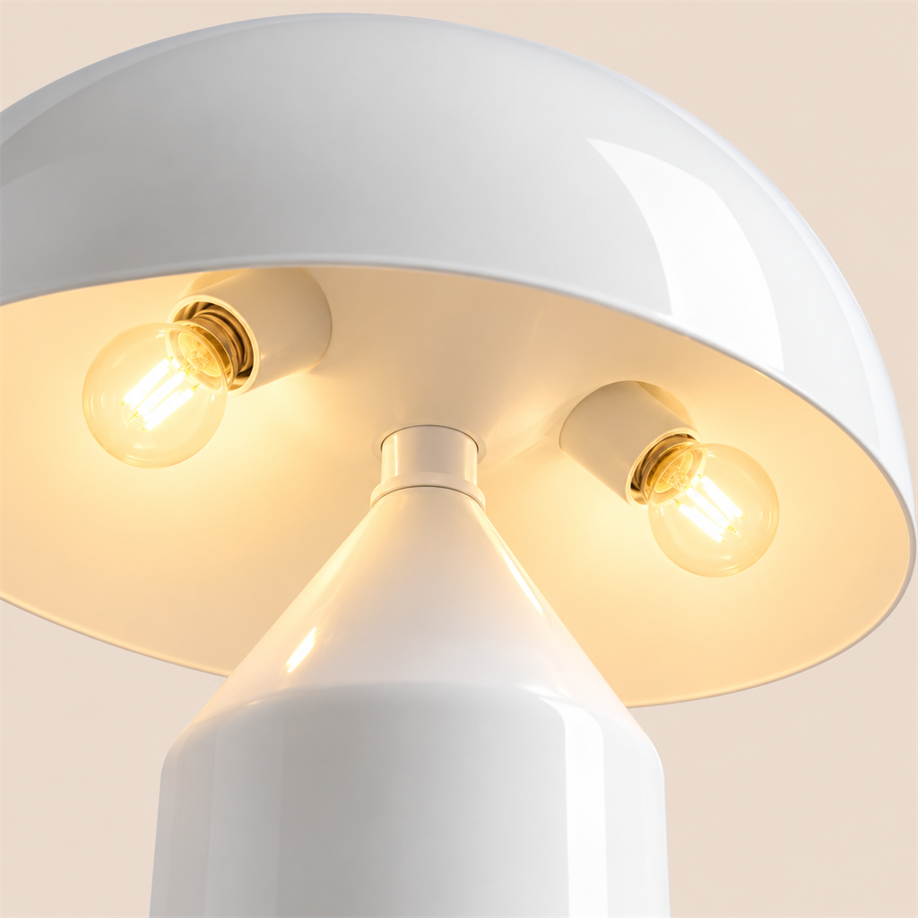 Mushroom Dome Table Lamp | Lacquered Metal, 25 cm, Gold White or Black Bedside