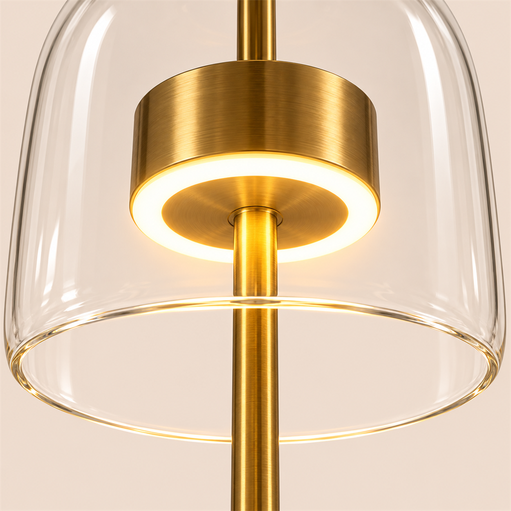 Smoked Glass Dome Table Lamp | Brass Stem, 18/24 cm, Amber Grey or Clear