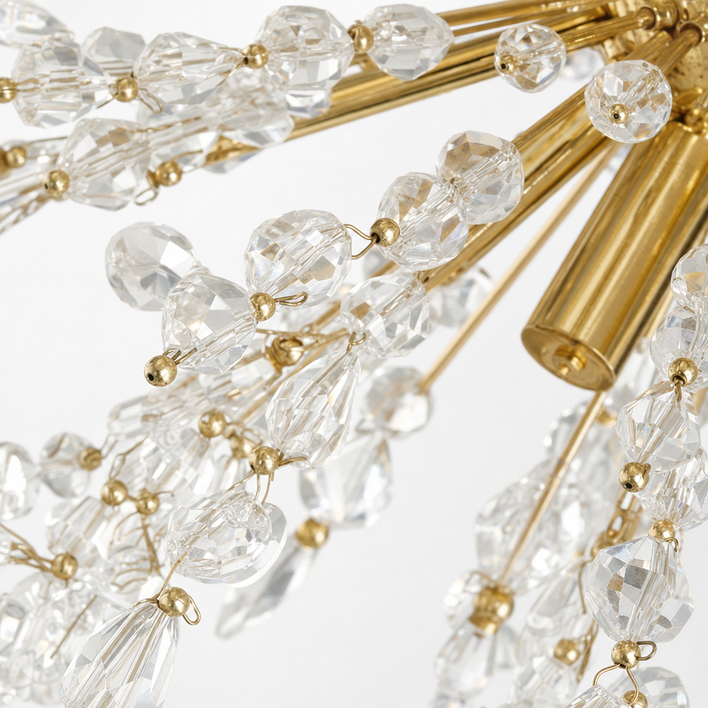 Dandelion Sputnik Chandelier | Gold or Chrome Crystal Starburst, 50/55 cm