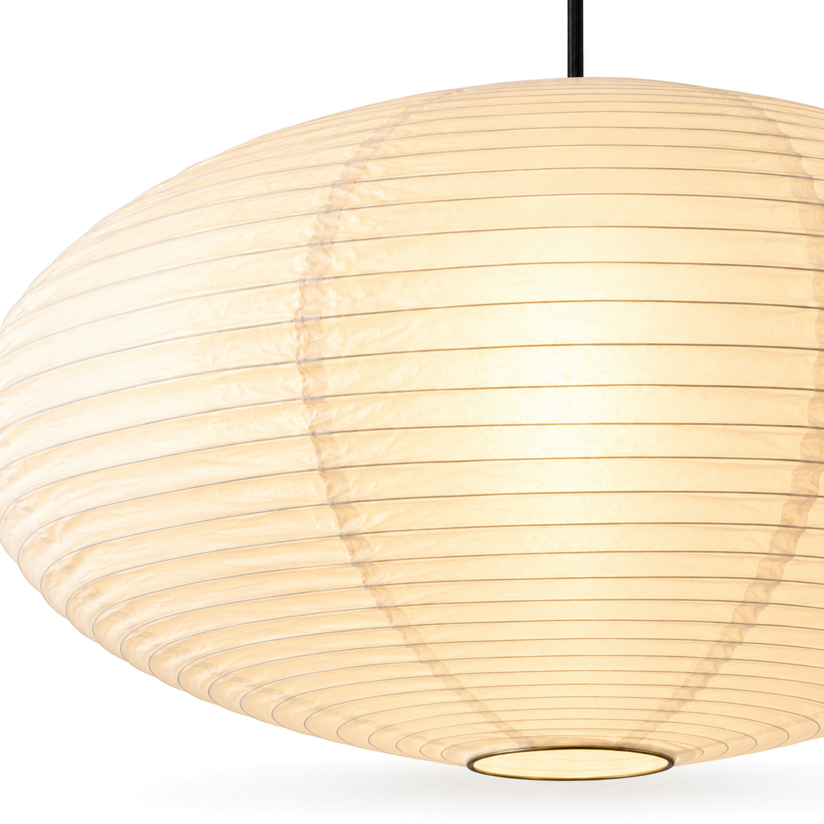Oval Paper Pendant Light | Japanese Wabi-Sabi Lantern, 50 or 60 cm, White or Black Fitting