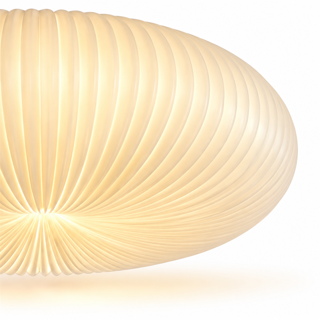 Pleated Acrylic Pendant Light | White Dome Shade, 45 cm, Corded Ceiling Fixture