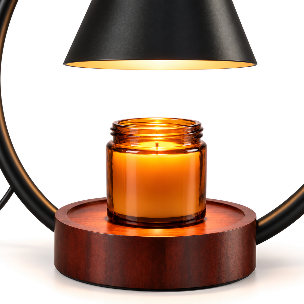 Black Candle Warmer Lamp | Arched Arm, Timer & Dimmer, 2 Bulbs Included, Gift for Her