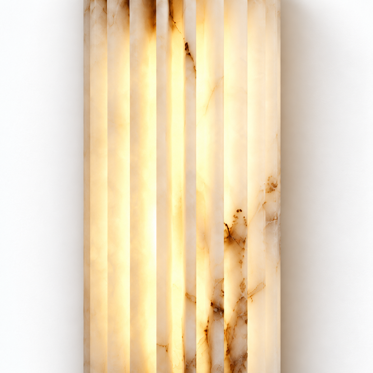 Fluted Alabaster Wall Light | Natural Stone Column, LED Included, 30 or 45 cm Tall