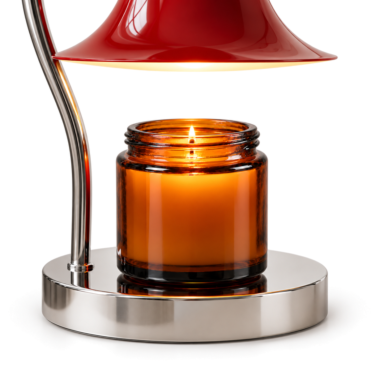 Bell Shade Candle Warmer Lamp | Chrome Arm & Base, Silver Red Yellow or Pink, Gift for Her