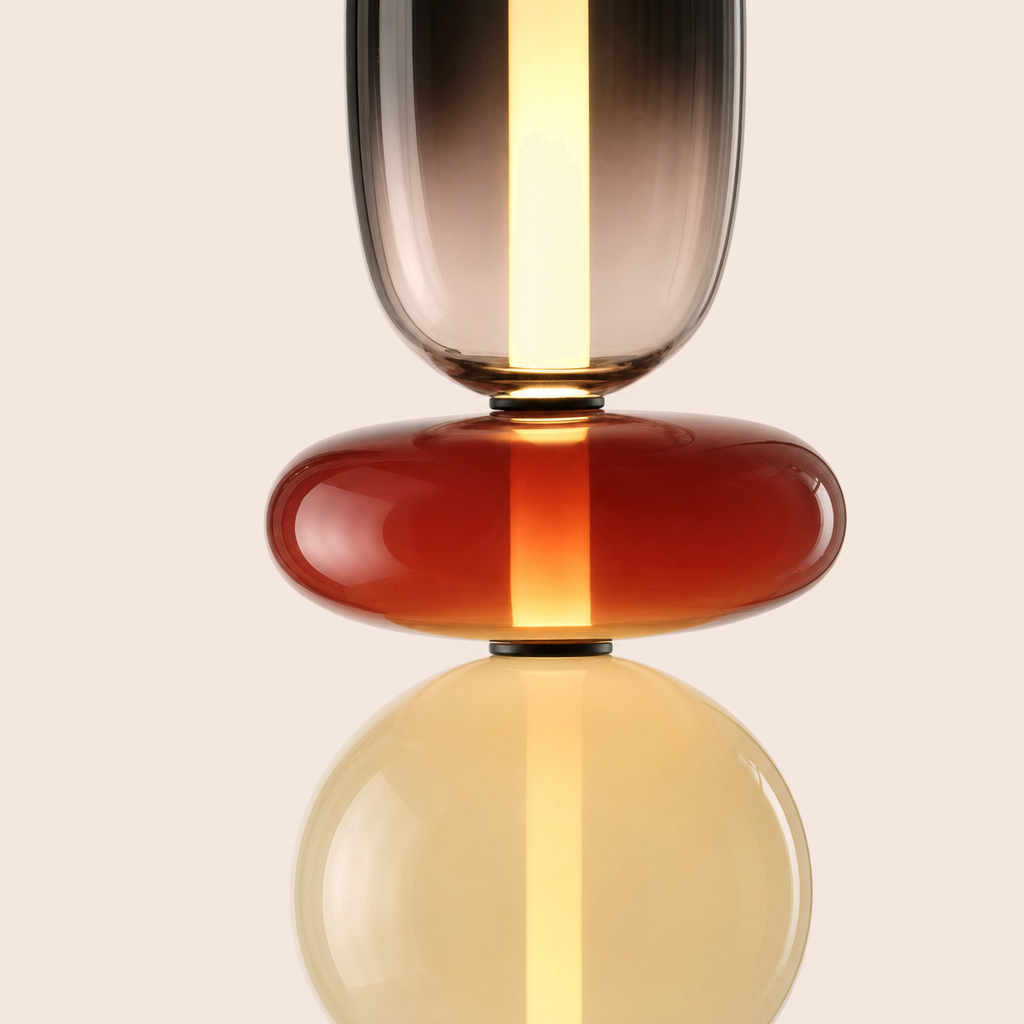 Stacked Glass Totem Table Lamp | 4 Coloured Shades, 66 cm, Console & Sideboard