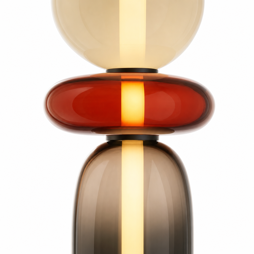 Stacked Glass Totem Floor Lamp | 4 Shades, 130/160 cm, Dimmable Standing Light