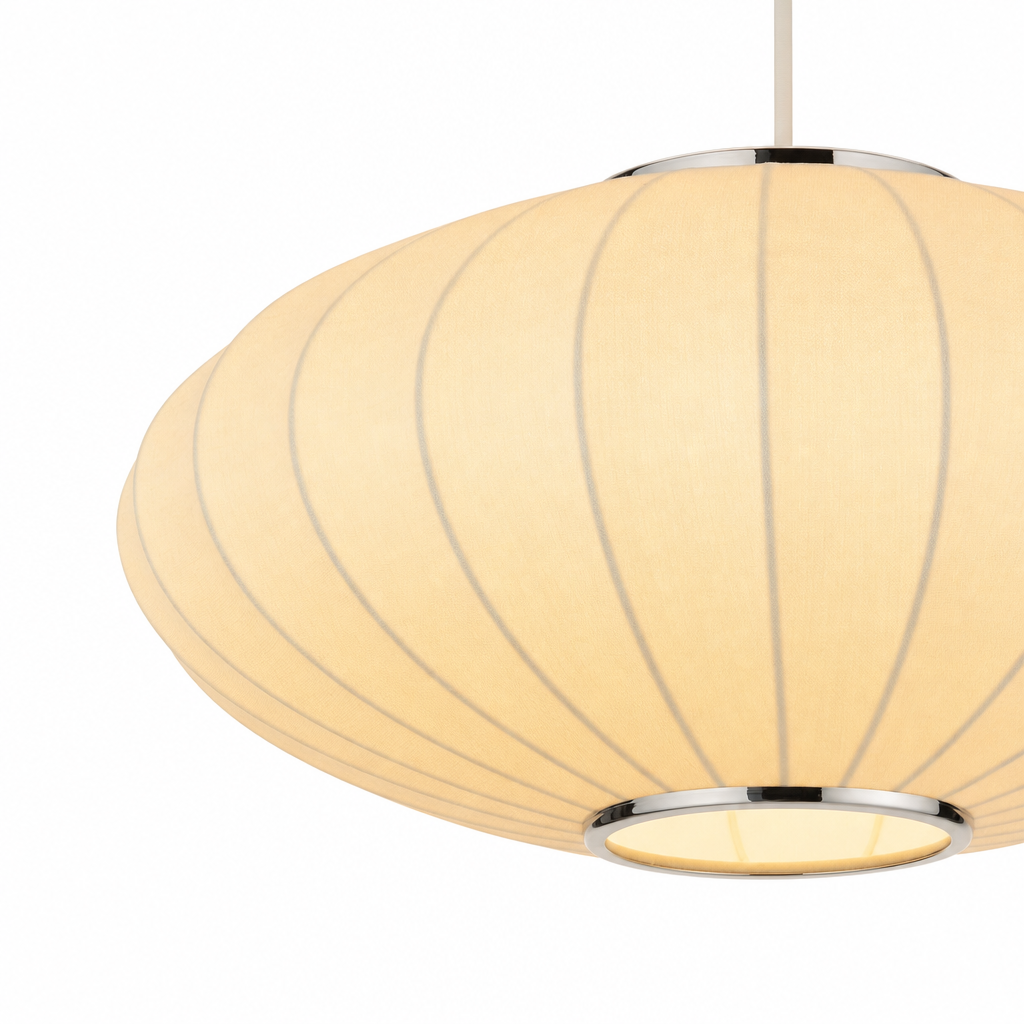 Oval Silk Pendant Light | Japanese Wabi-Sabi Handmade Shade, 30-60 cm, Dining Room