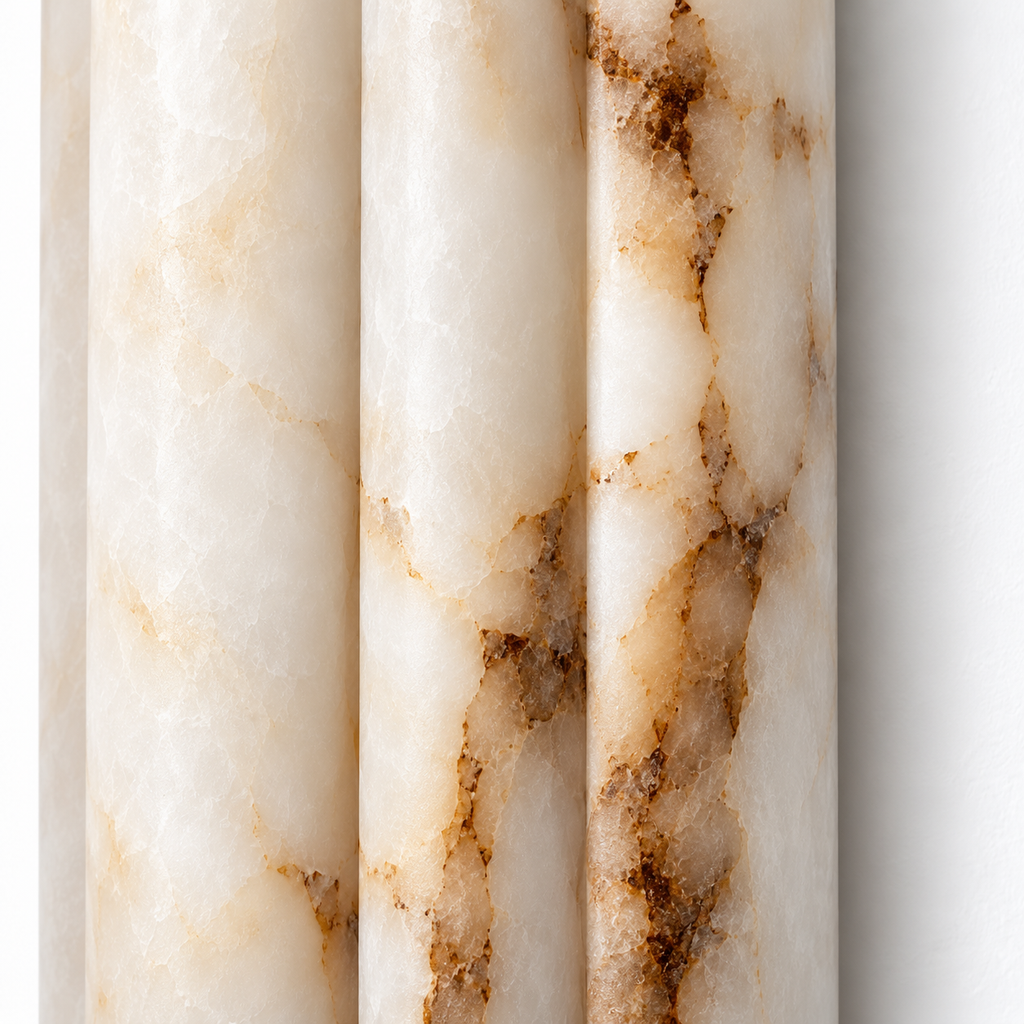 Fluted Alabaster Wall Light | Natural Stone Column, LED Included, 30 or 45 cm Tall