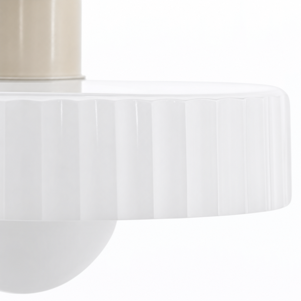 Bauhaus Glass Pendant Light | Tinted Disc & Opal Globe, 25 cm, 4 Colourways