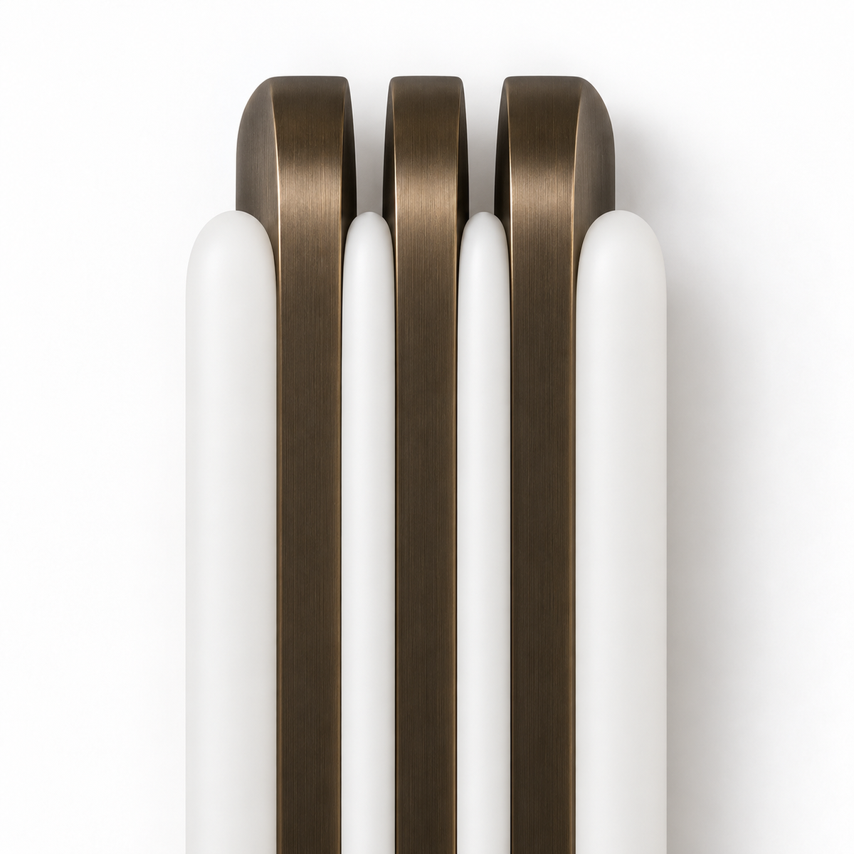 Alabaster & Antique Brass Wall Light | Three-Fin LED Column, Warm White, 35 or 60 cm