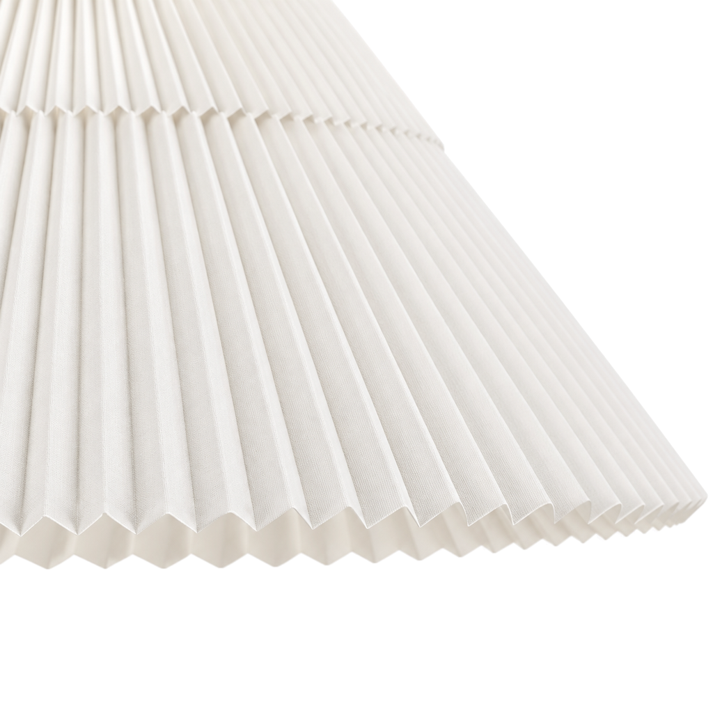 Pleated Arc Floor Lamp | Curved Beech Wood, 150 cm, White, Beige or Coffee Shade, Bulb Included