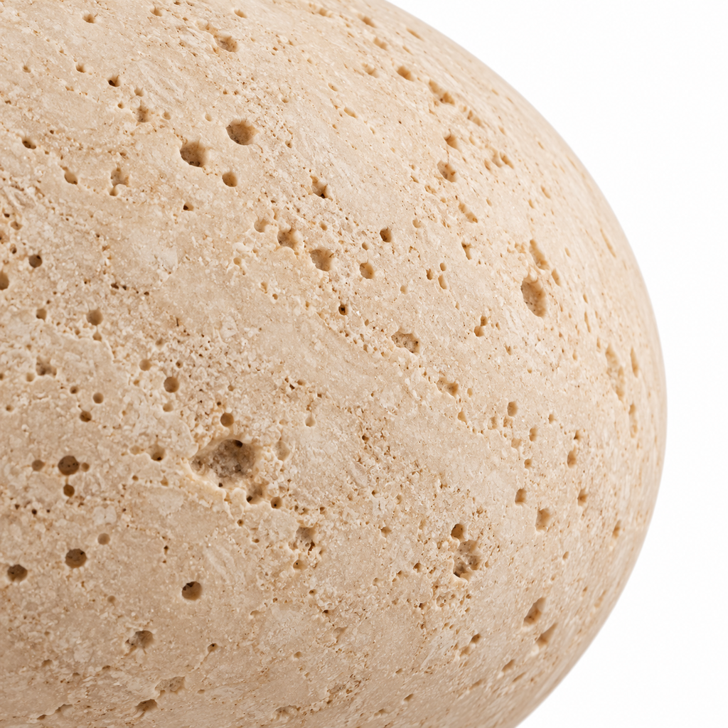 Travertine Donut Pendant Light | Natural Stone 15cm, Walnut or Light Wood, Wabi Sabi