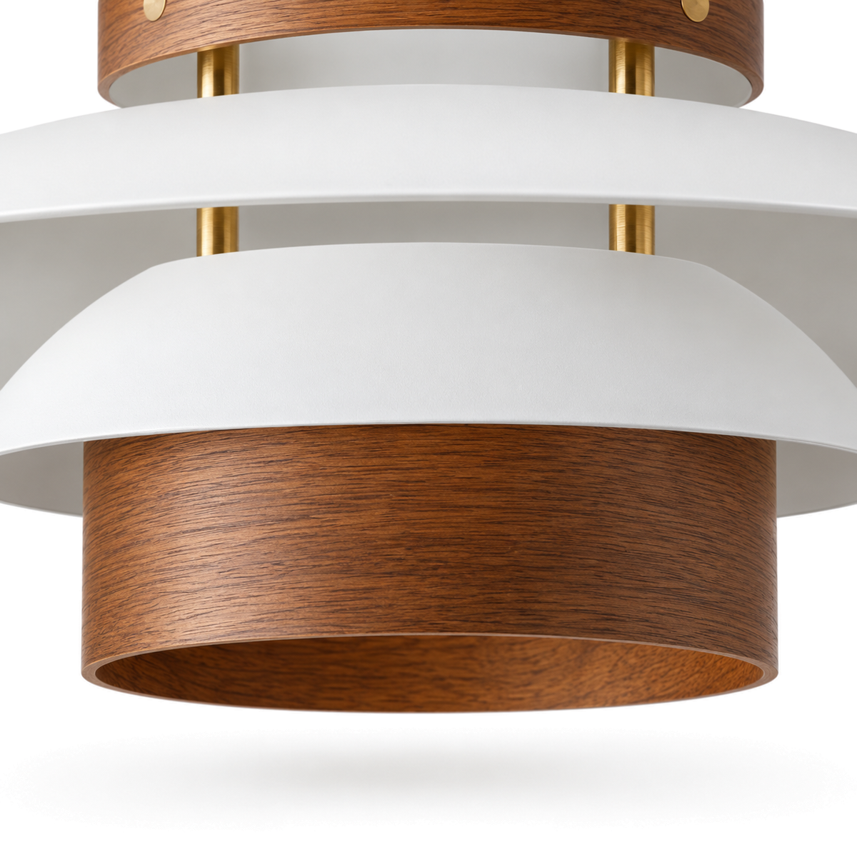 Layered Pendant Light | Danish-Style Tiers with Wood Bands, 35 or 42 cm, White, Cream or Black