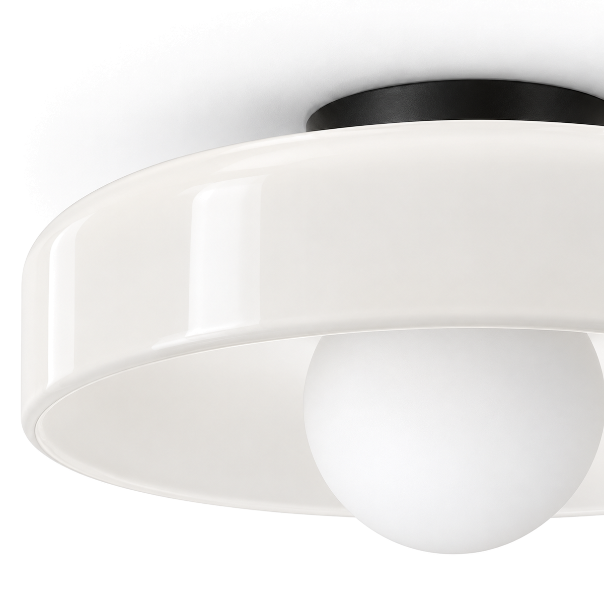 Coloured Glass Flush Ceiling Light | Tinted Glass Disc, 25 cm, Brown, White, Green or Yellow