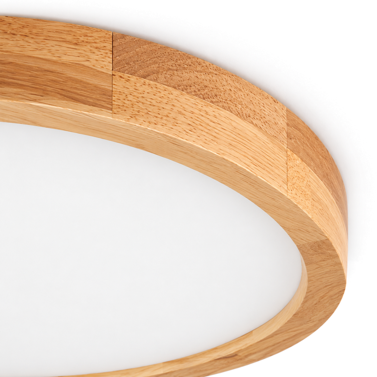 Wooden LED Flush Ceiling Light | Solid Wood Ring, 30 cm 18W or 40 cm 27W, Remote Option