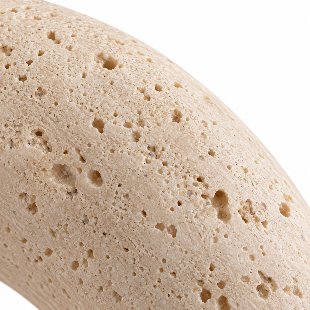 Travertine Donut Pendant Light | Natural Stone 15cm, Walnut or Light Wood, Wabi Sabi