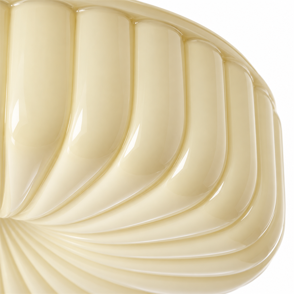 Ribbed Glass Ceiling Light | White or Cream Flush Mount, 30/40 cm, Hallway