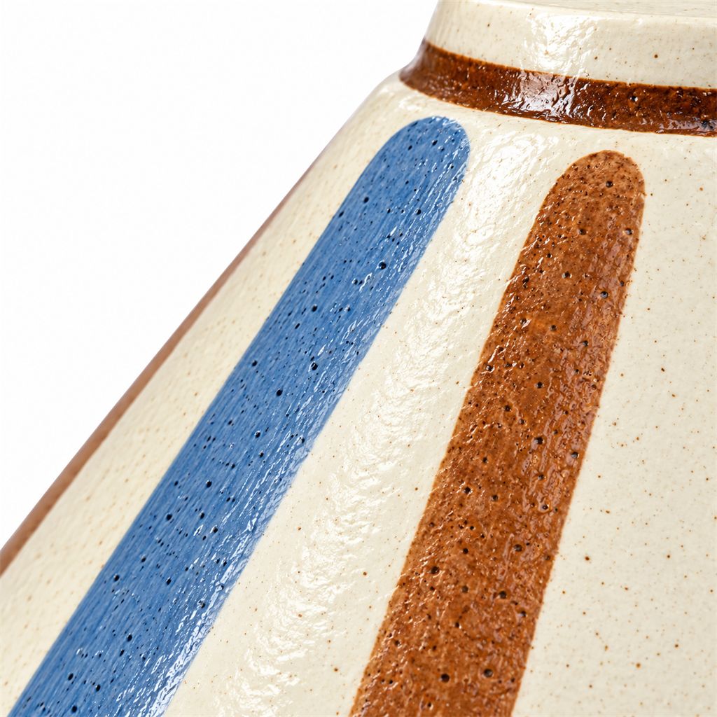 Hand-Painted Ceramic Pendant Light | Blue & White Glaze, Floral or Stripe Shade