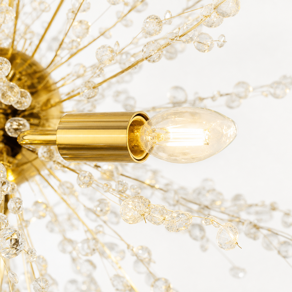 Dandelion Sputnik Chandelier | Gold or Chrome Crystal Starburst, 50/55 cm