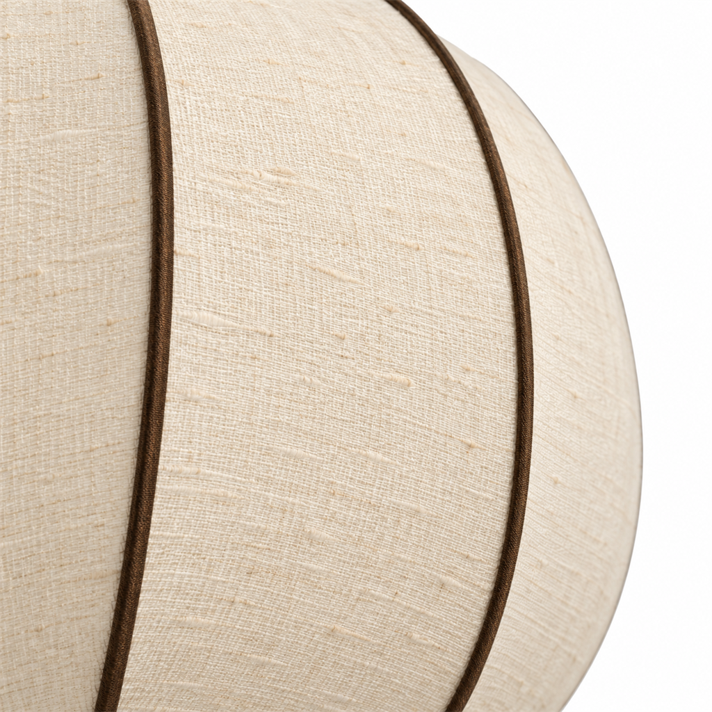 Fluted Silk Pendant Light | Scalloped Hem & Oak Canopy, 40 cm, Bedroom Ceiling Lamp