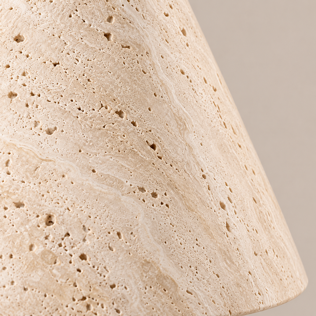 Travertine Cone Wall Light | Natural Stone Wabi-Sabi Sconce, Bedside & Hallway