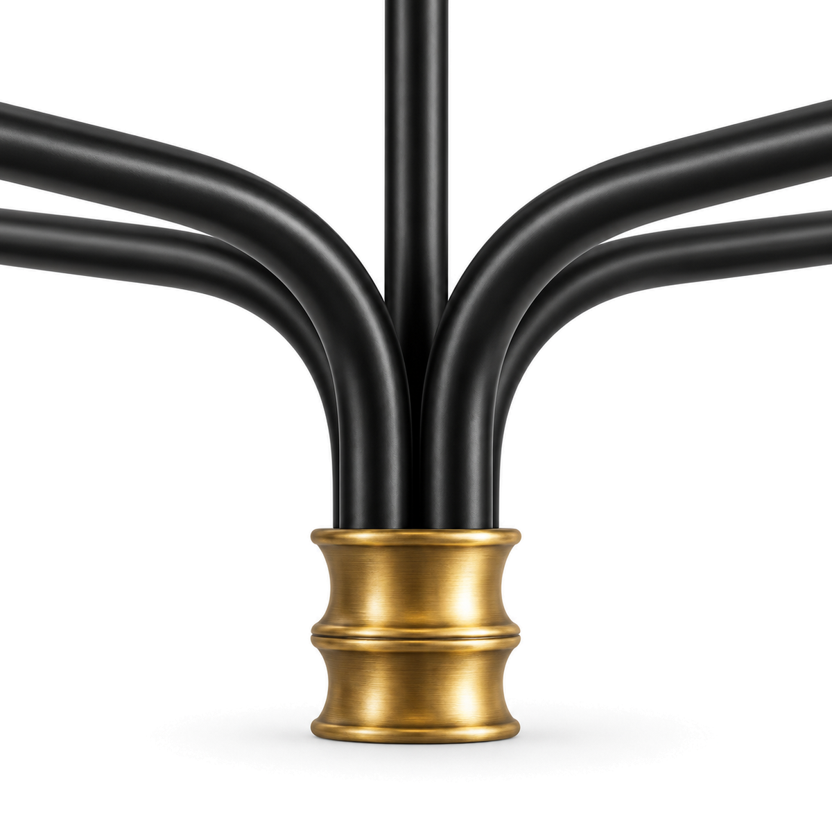 Black & Brass Chandelier | White Fabric Shades, 2 or 6 Arms, 130 cm Wide, Adjustable Rod