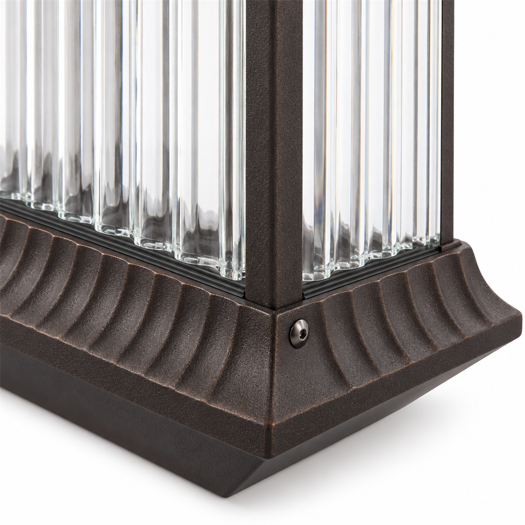 Outdoor Wall Lantern | Ribbed Glass IP54, Brown, Porch & Front Door