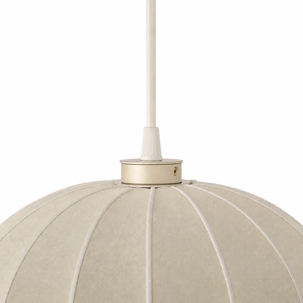 Scalloped Dome Silk Pendant Light | 40/50 cm, Long Drop for High Ceilings