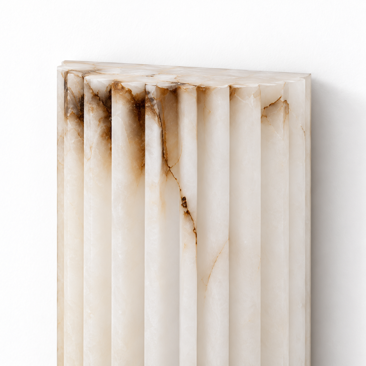 Fluted Alabaster Wall Light | Natural Stone Column, LED Included, 30 or 45 cm Tall