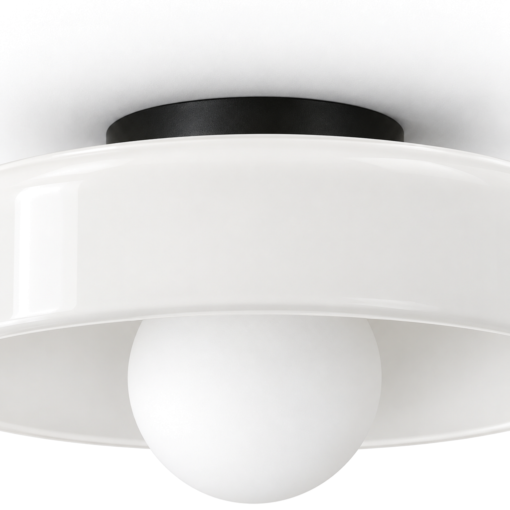 Coloured Glass Flush Ceiling Light | Tinted Glass Disc, 25 cm, Brown, White, Green or Yellow