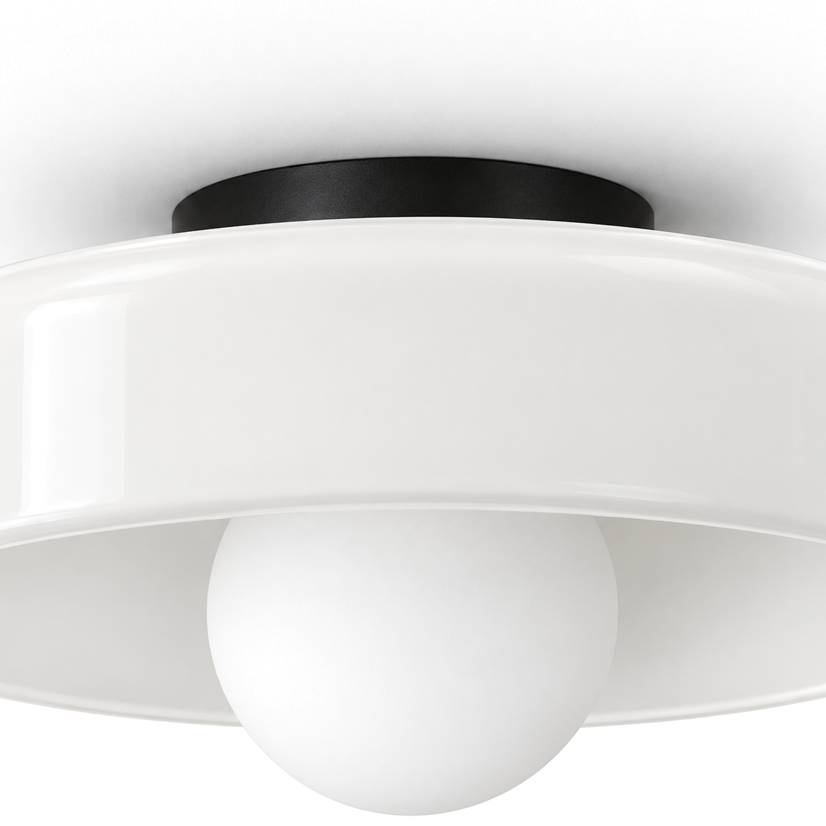 Coloured Glass Flush Ceiling Light | Tinted Glass Disc, 25 cm, Brown, White, Green or Yellow