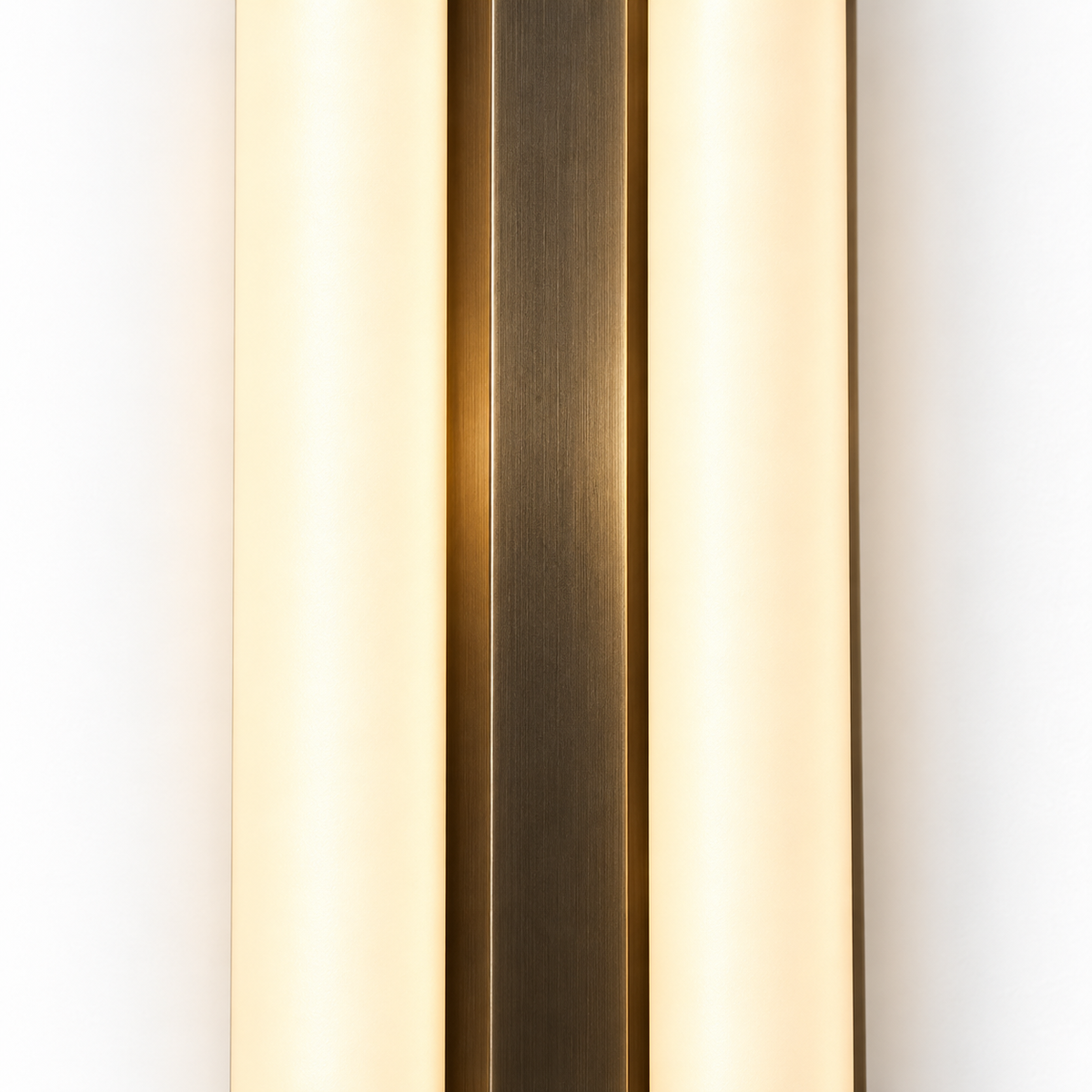 Alabaster & Antique Brass Wall Light | Three-Fin LED Column, Warm White, 35 or 60 cm