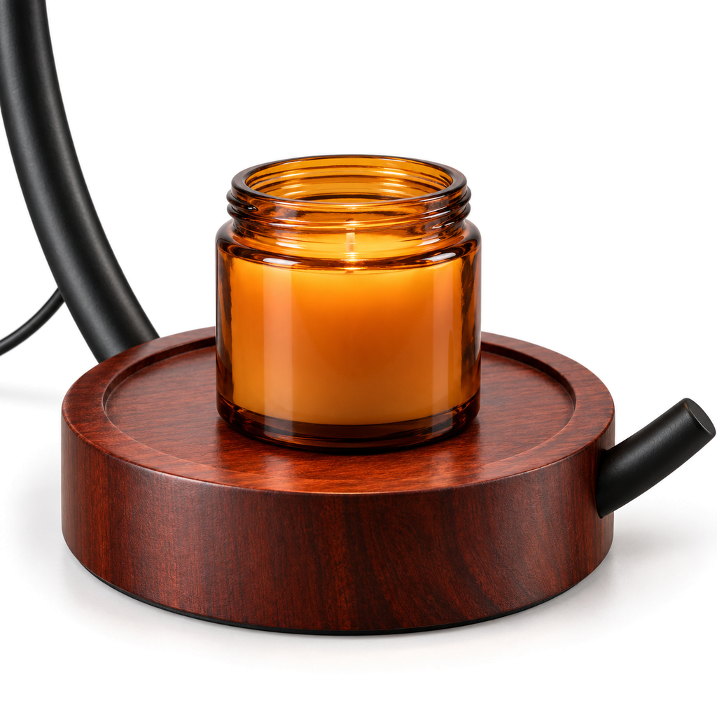 Black Candle Warmer Lamp | Arched Arm, Timer & Dimmer, 2 Bulbs Included, Gift for Her