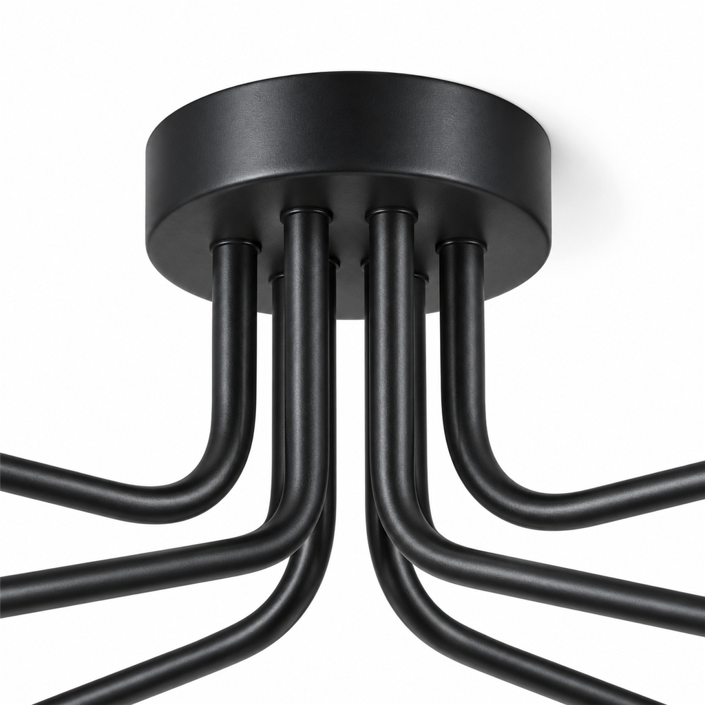Sputnik Semi-Flush Chandelier | Black & Copper, 6 or 8 Light, Mid-Century E27