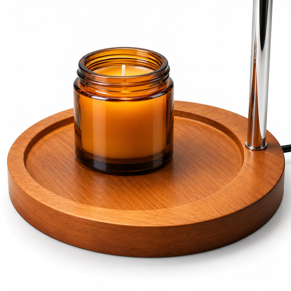 Retro Glass Candle Warmer Lamp | Dimmable Dome Shade, Wood Base, Milky White, Orange or Yellow