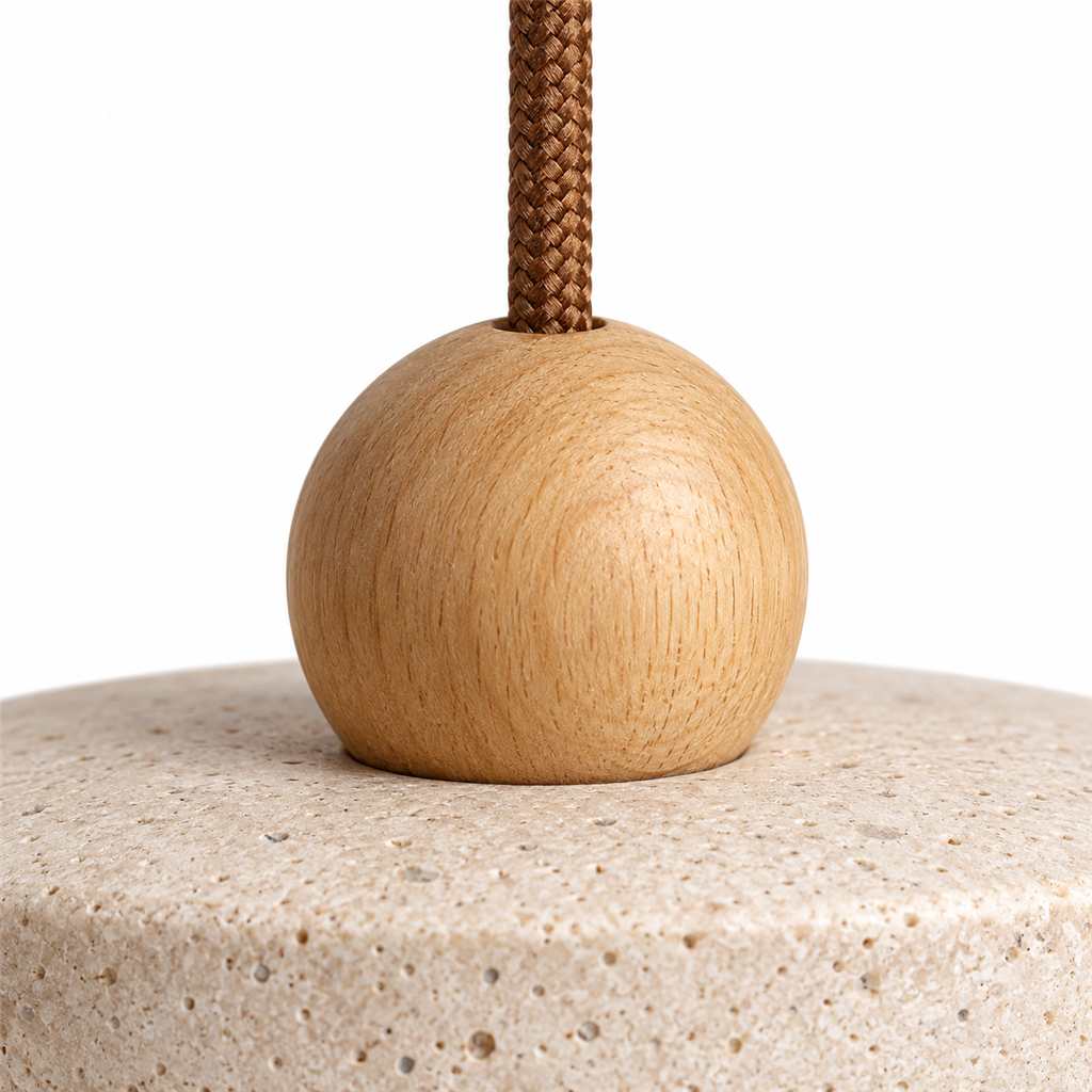 Travertine Double Pendant Light | Wood or Walnut Bar, Breakfast Bar & Counter