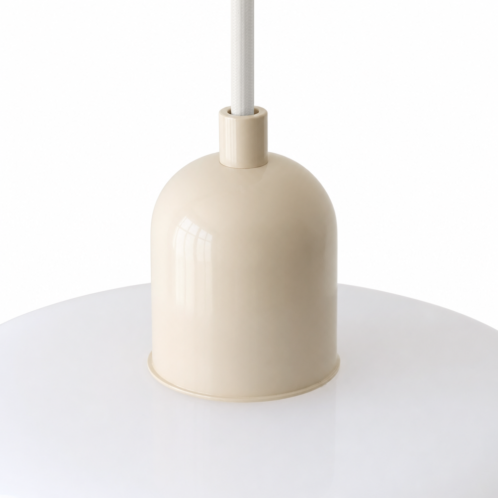 Bauhaus Glass Pendant Light | Tinted Disc & Opal Globe, 25 cm, 4 Colourways