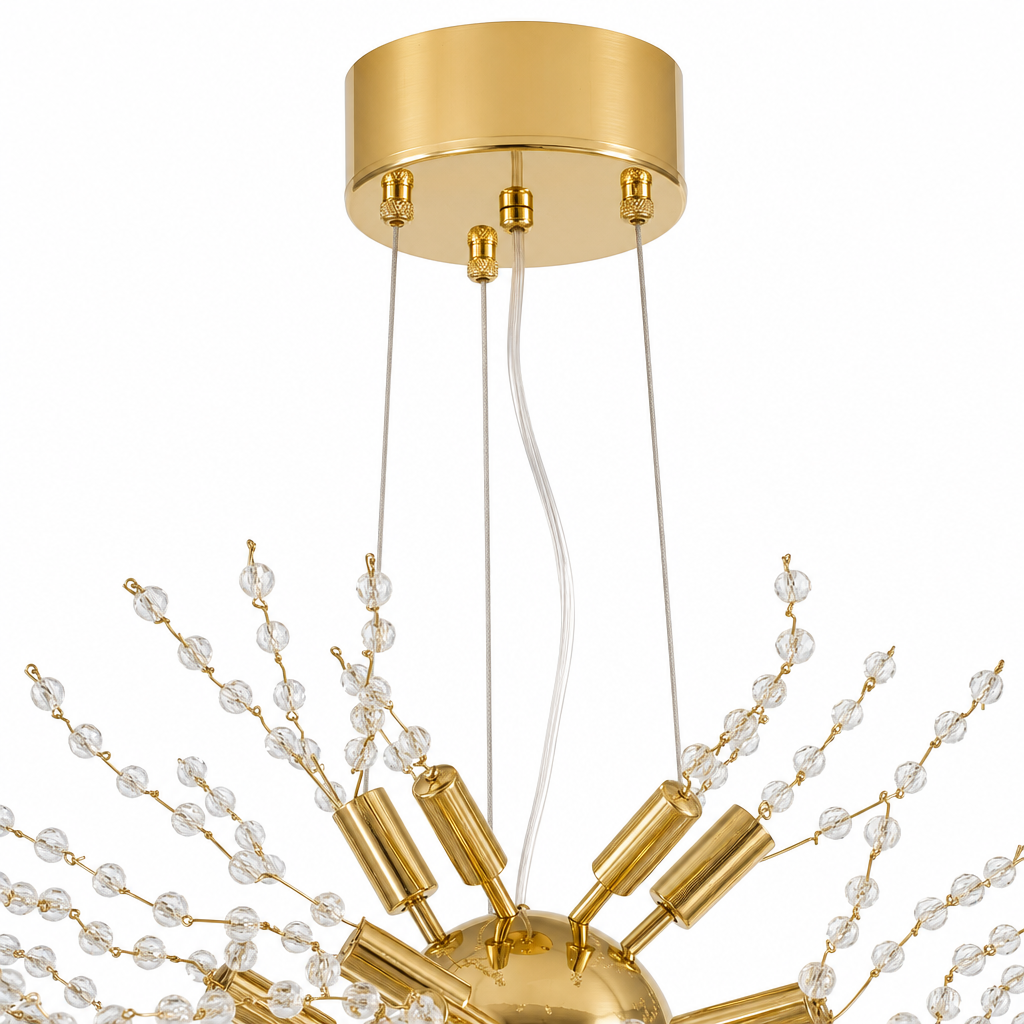 Dandelion Sputnik Chandelier | Gold or Chrome Crystal Starburst, 50/55 cm
