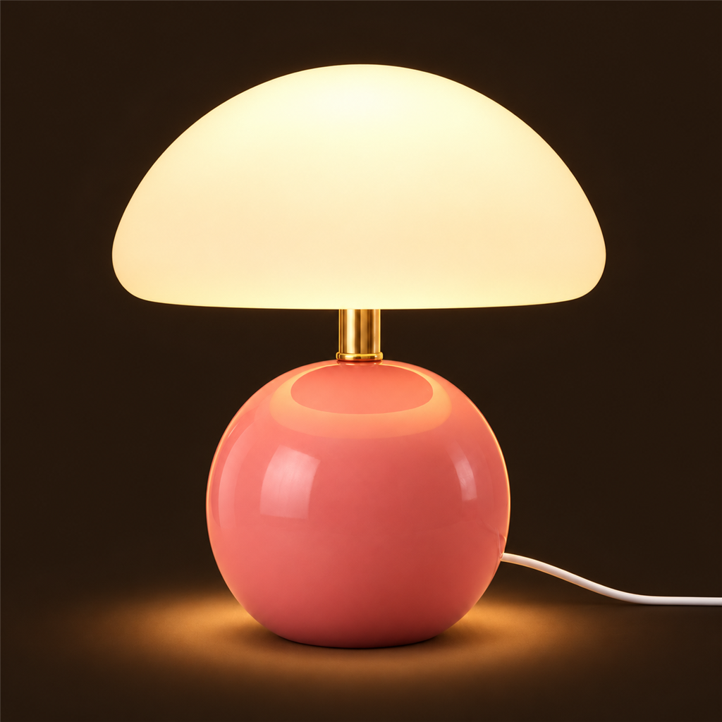 Mushroom Table Lamp | Acrylic Dome & Lacquered Base, 20 cm, 5 Colours