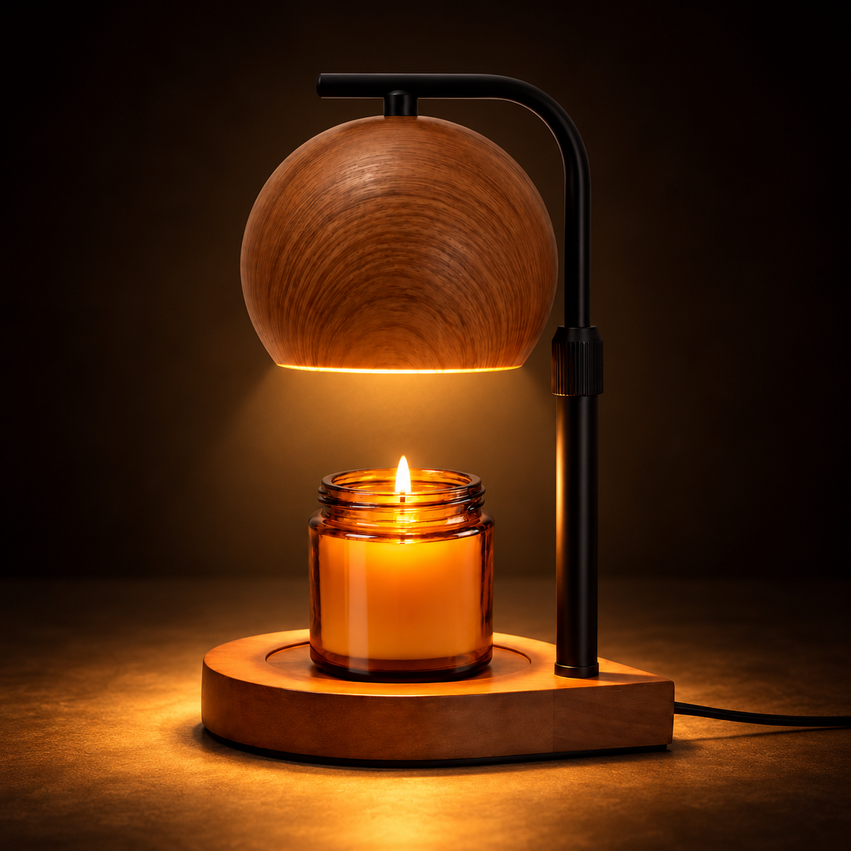 Candle Warmer Lamp | Adjustable Height, Wood or Walnut Base, Dimmable Flameless