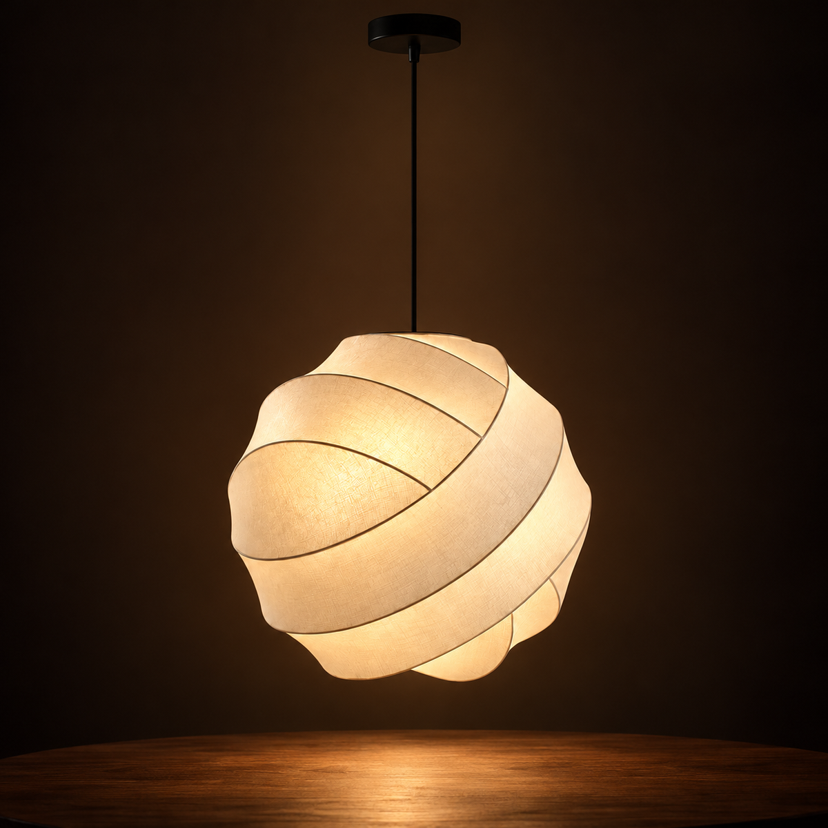 Wabi-Sabi Silk Pendant Light | Wrapped Ribbon Globe, 30, 40, 50 or 60 cm, Bulb Included
