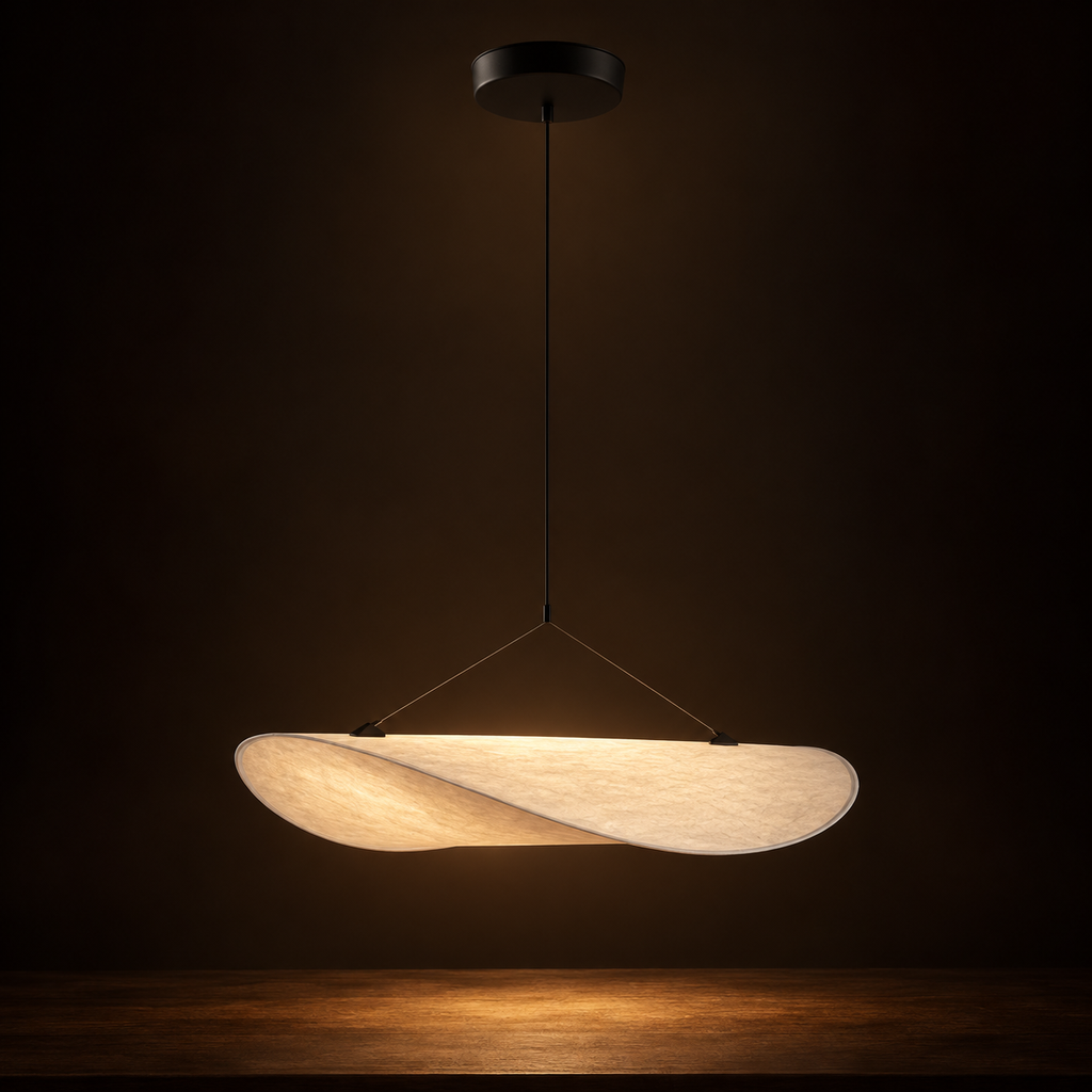 Wabi-Sabi Wave Pendant Light | Japandi Paper Shade, Integrated LED, 40, 50 or 60 cm