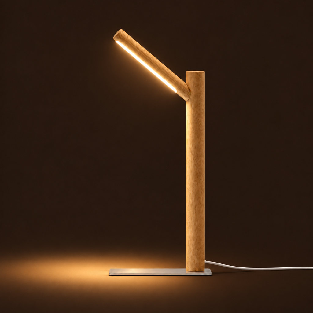 Solid Wood LED Reading Lamp | Walnut or Beech, Minimalist Desk & Bedside Light