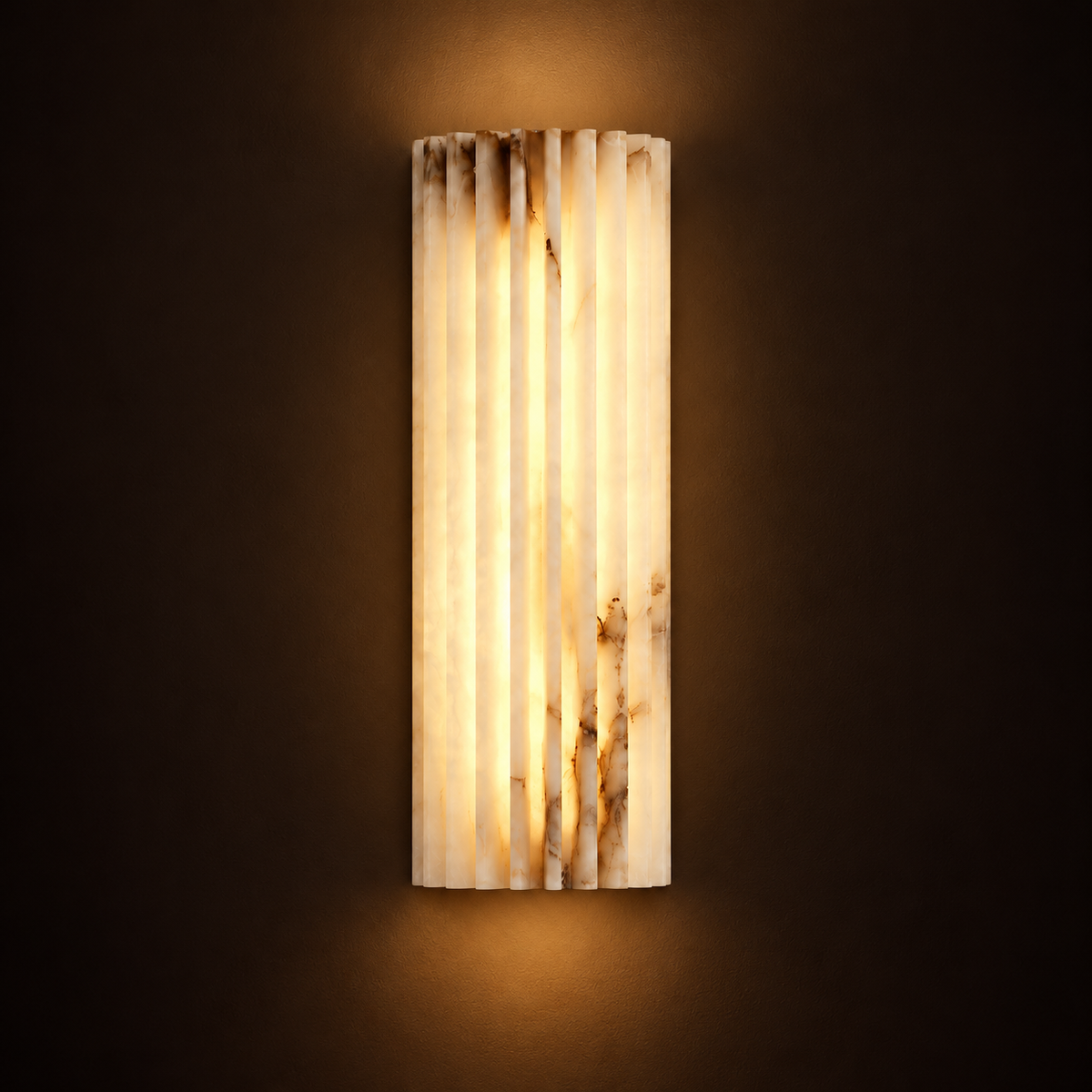 Fluted Alabaster Wall Light | Natural Stone Column, LED Included, 30 or 45 cm Tall