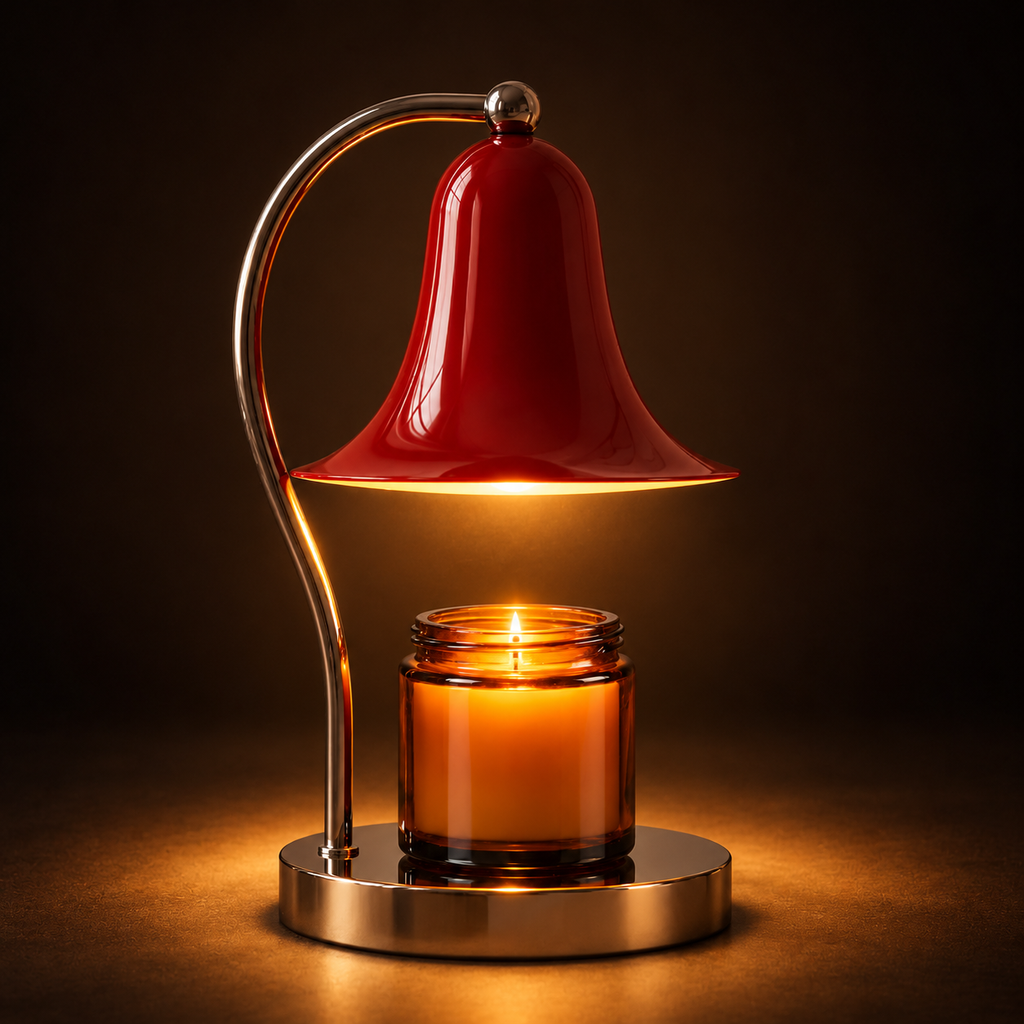 Bell Shade Candle Warmer Lamp | Chrome Arm & Base, Silver Red Yellow or Pink, Gift for Her