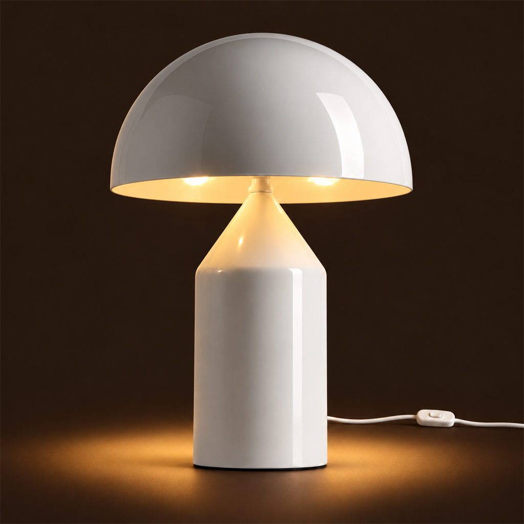 Mushroom Dome Table Lamp | Lacquered Metal, 25 cm, Gold White or Black Bedside