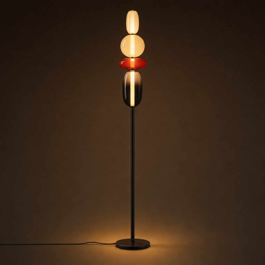 Stacked Glass Totem Floor Lamp | 4 Shades, 130/160 cm, Dimmable Standing Light