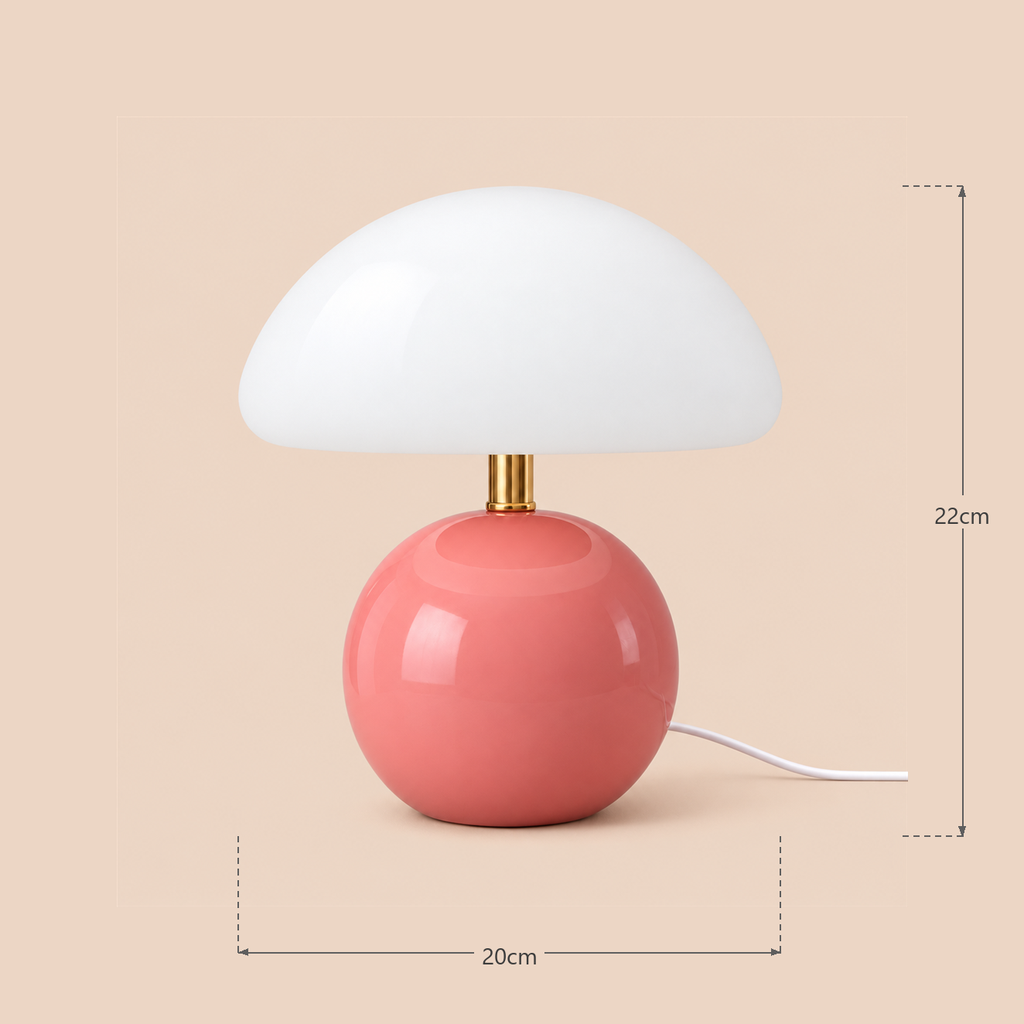 Mushroom Table Lamp | Acrylic Dome & Lacquered Base, 20 cm, 5 Colours