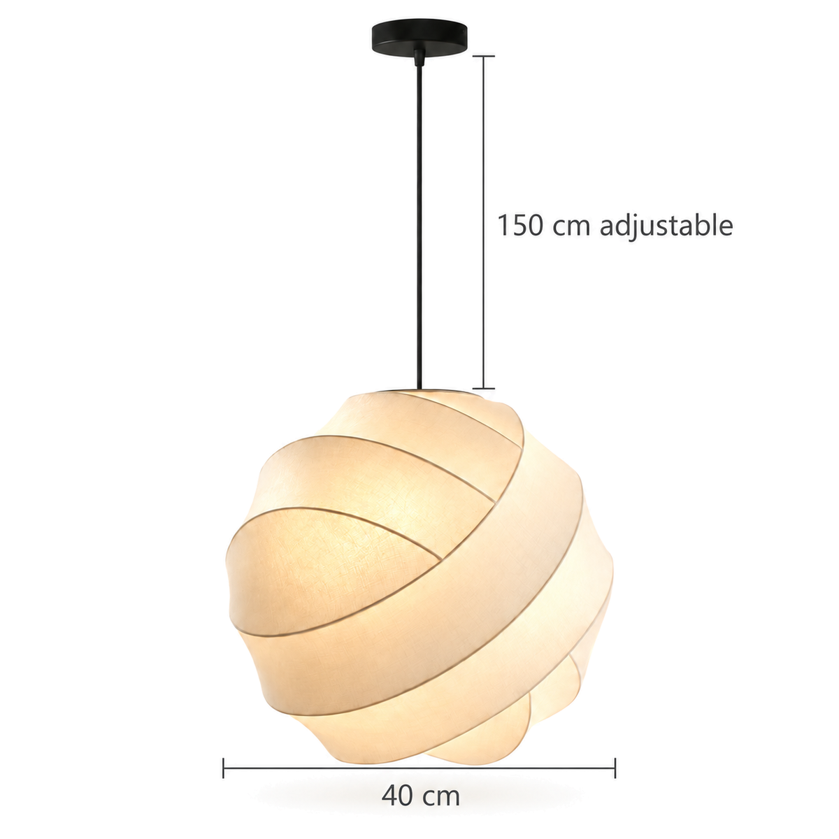 Wabi-Sabi Silk Pendant Light | Wrapped Ribbon Globe, 30, 40, 50 or 60 cm, Bulb Included