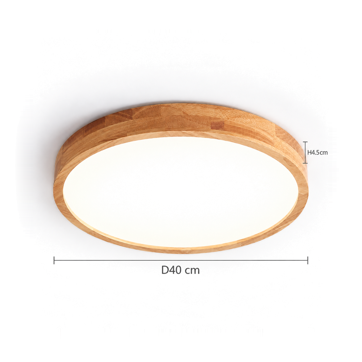 Wooden LED Flush Ceiling Light | Solid Wood Ring, 30 cm 18W or 40 cm 27W, Remote Option